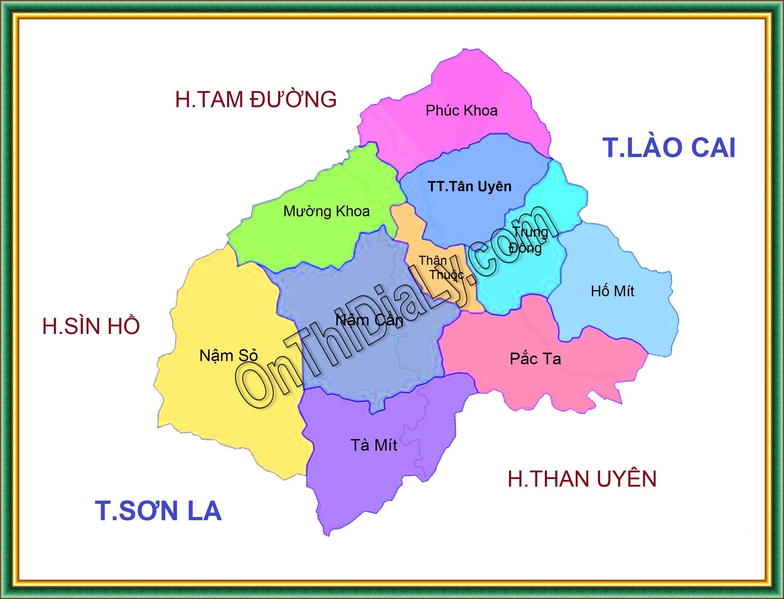 Bản đồ huyện Tân Uyên, tỉnh Lai Châu